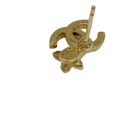 Chanel Earrings CC Logo Gold White Clear — view 4