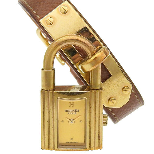 Hermes Kelly Watch Gold Plated Leather Kuo Analog Display Dial