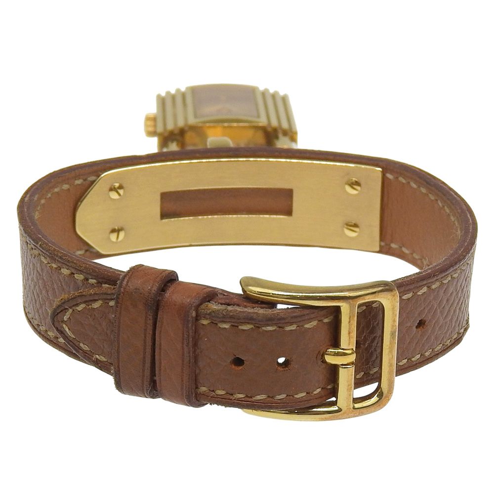 Hermes Kelly Watch Gold Plated Leather Kuo Analog Display Dial — view 5