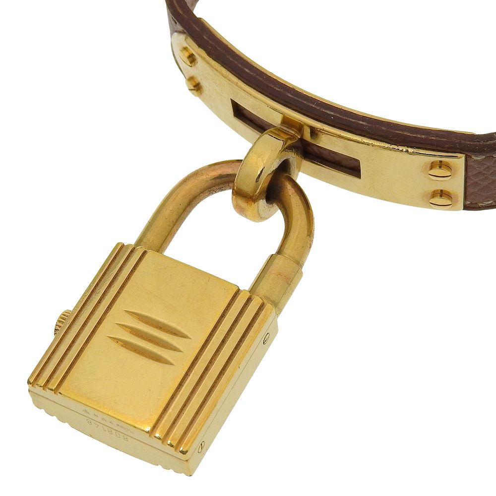 Hermes Kelly Watch Gold Plated Leather Kuo Analog Display Dial — view 7