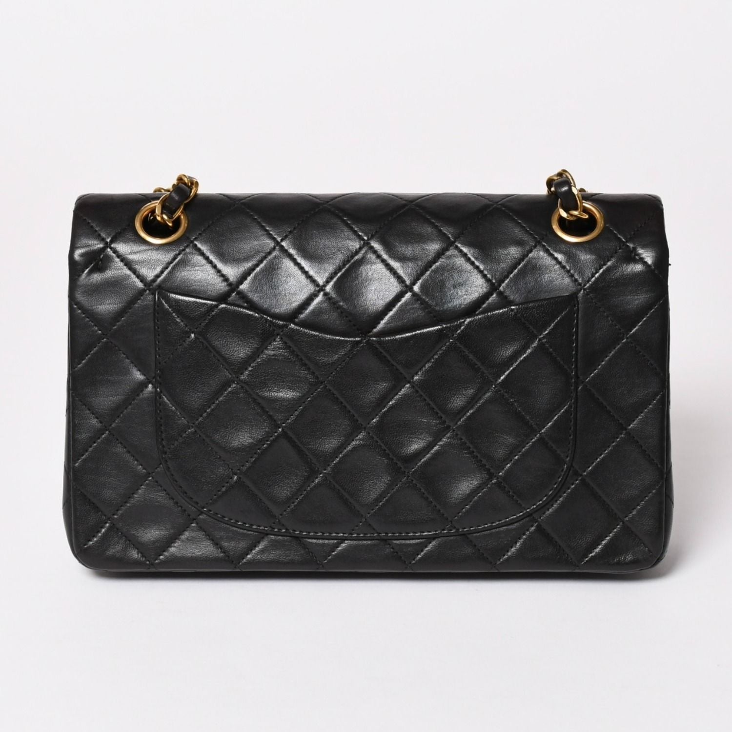 Chanel Quilted 23 Double Flap Chain Shoulder Bag CC Logo Lambskin Black — view 2
