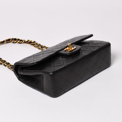 Chanel Quilted 23 Double Flap Chain Shoulder Bag CC Logo Lambskin Black — view 6
