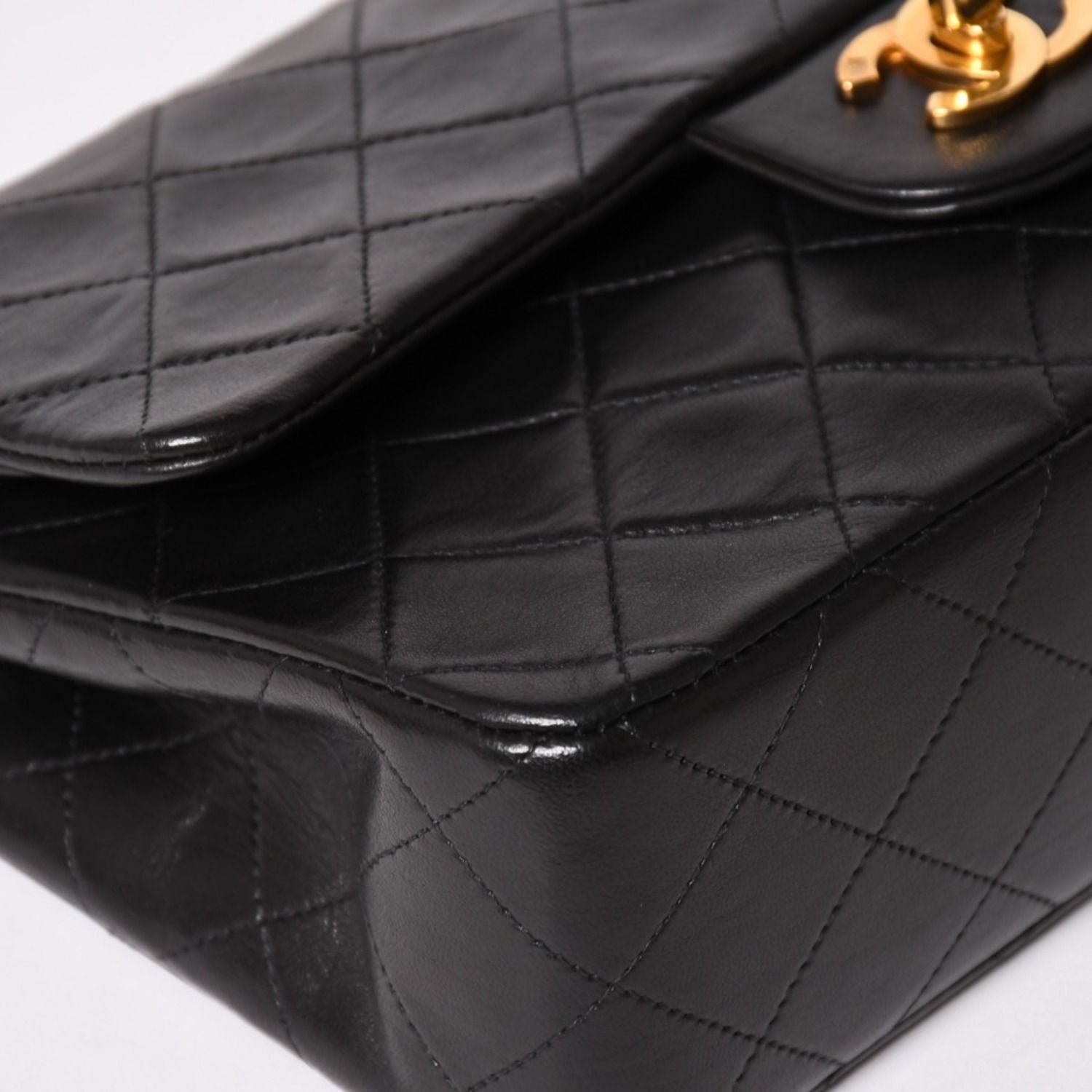 Chanel Quilted 23 Double Flap Chain Shoulder Bag CC Logo Lambskin Black — view 7
