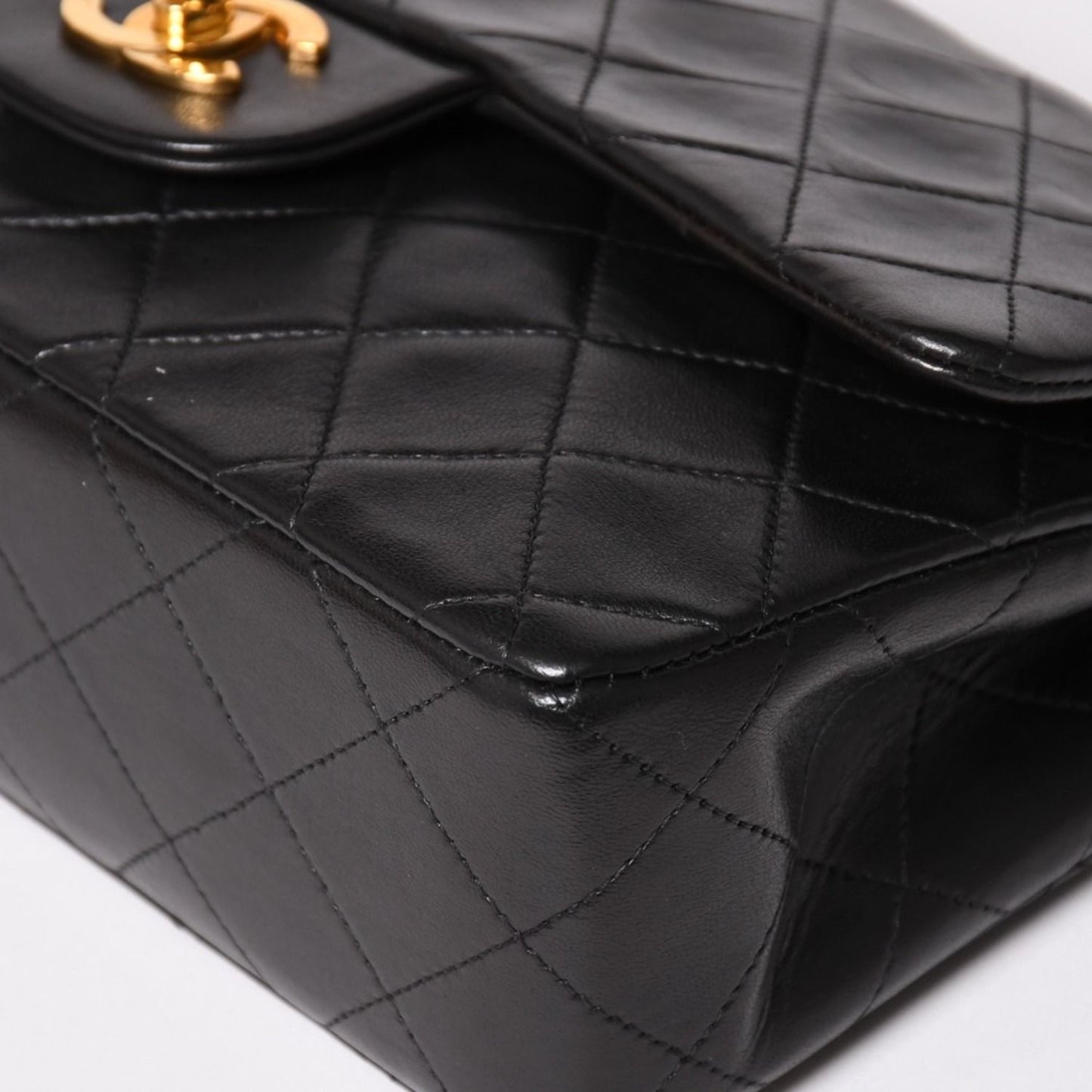 Chanel Quilted 23 Double Flap Chain Shoulder Bag CC Logo Lambskin Black — view 8