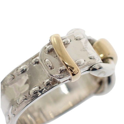 Hermes Montevideo Vintage Ring 49 925 Sterling Silver Gold Belt Motif