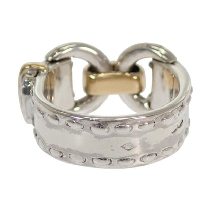 Hermes Montevideo Vintage Ring 49 925 Sterling Silver Gold Belt Motif — view 6