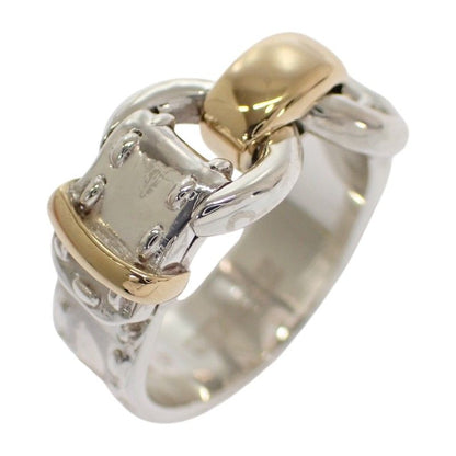 Hermes Montevideo Vintage Ring 49 925 Sterling Silver Gold Belt Motif — view 2