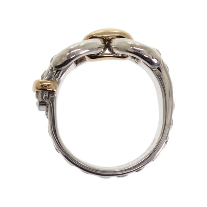 Hermes Montevideo Vintage Ring 49 925 Sterling Silver Gold Belt Motif