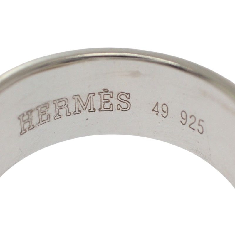 Hermes Montevideo Vintage Ring 49 925 Sterling Silver Gold Belt Motif
