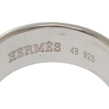 Hermes Montevideo Vintage Ring 49 925 Sterling Silver Gold Belt Motif
