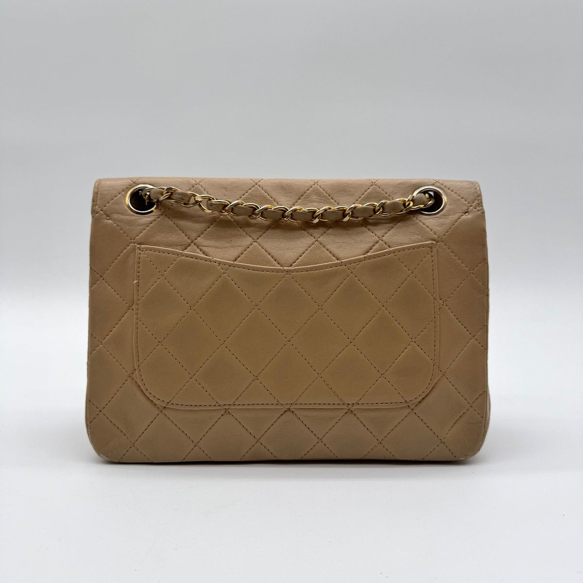 Chanel Shoulder Bag Quilted Turnlock CC Logo Chain Beige Leather — view 2