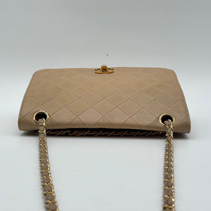 Chanel Shoulder Bag Quilted Turnlock CC Logo Chain Beige Leather — view 5