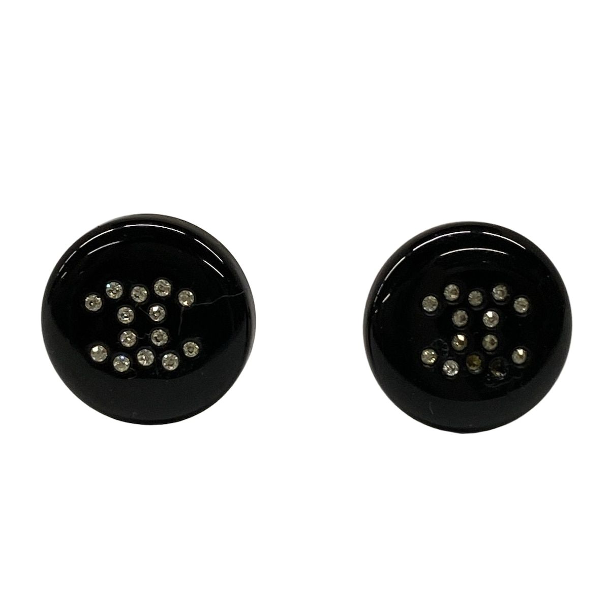 Chanel Earrings CC Logo Black Clear