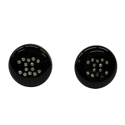 Chanel Earrings CC Logo Black Clear