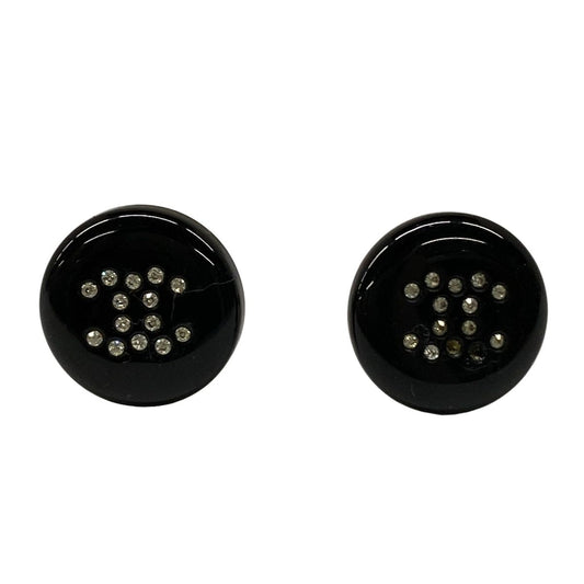 Chanel Earrings CC Logo Black Clear
