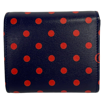 Gucci Bifold Wallet Horsebit Navy Red Dot Pattern Leather — view 2