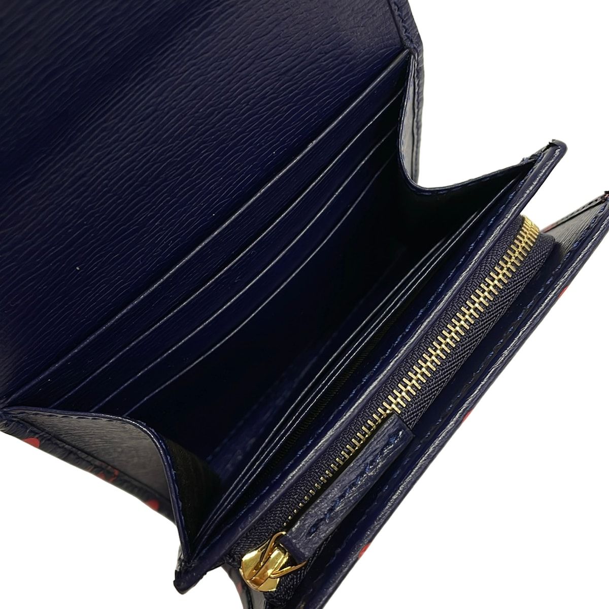 Gucci Bifold Wallet Horsebit Navy Red Dot Pattern Leather — view 4