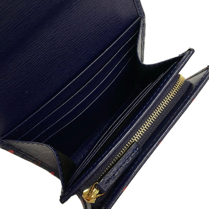 Gucci Bifold Wallet Horsebit Navy Red Dot Pattern Leather — view 4
