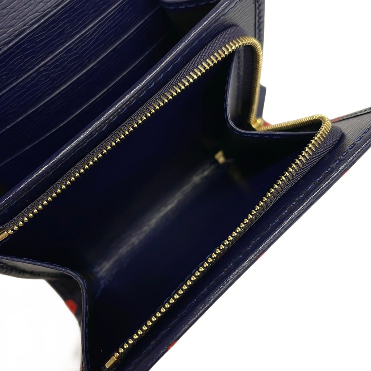 Gucci Bifold Wallet Horsebit Navy Red Dot Pattern Leather — view 5