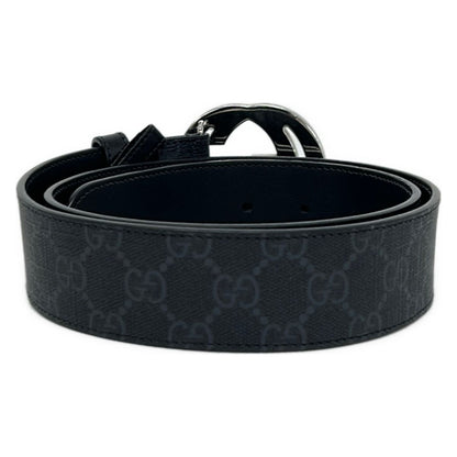 Gucci Belt 85 34 Black Dark Gray Silver Interlocking GG Plus Supreme Leather — view 2