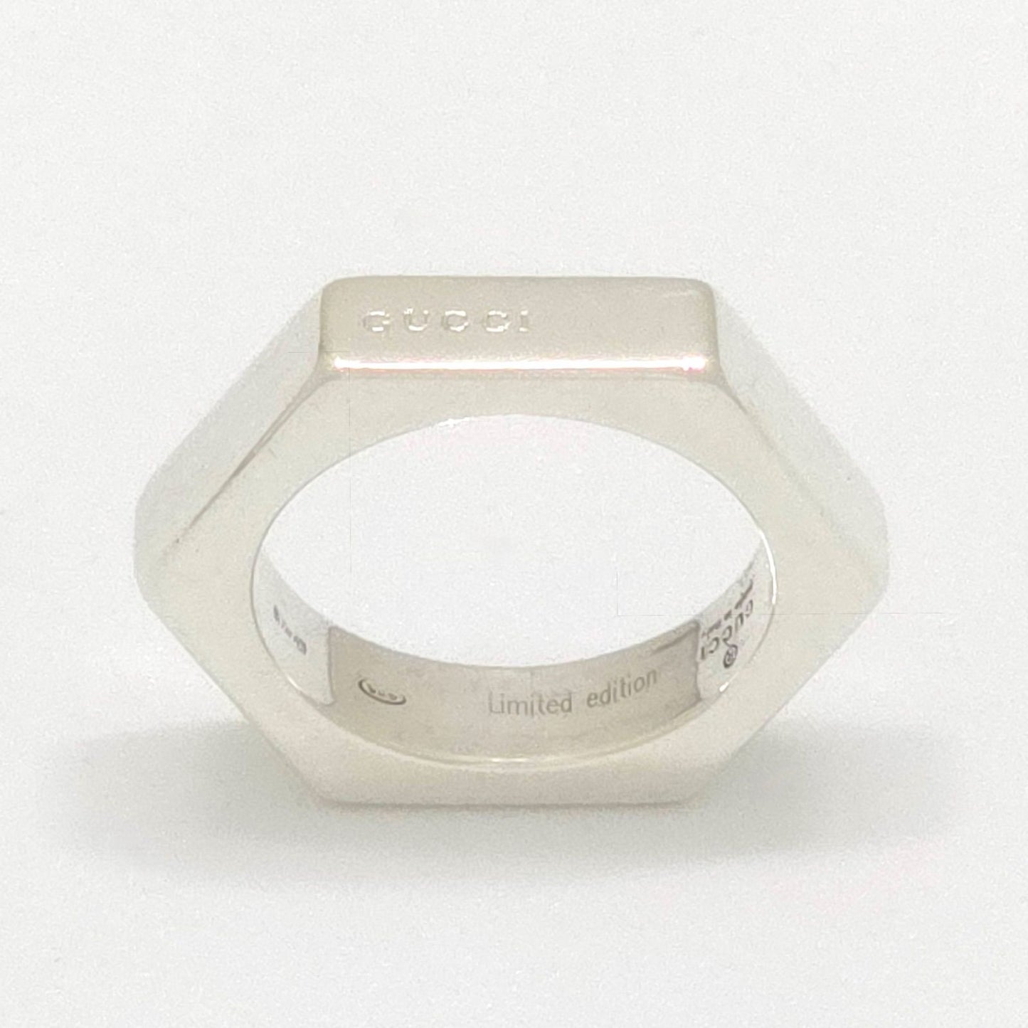 Gucci Hexagon Ring Limited Edition Sterling Silver Hexagonal