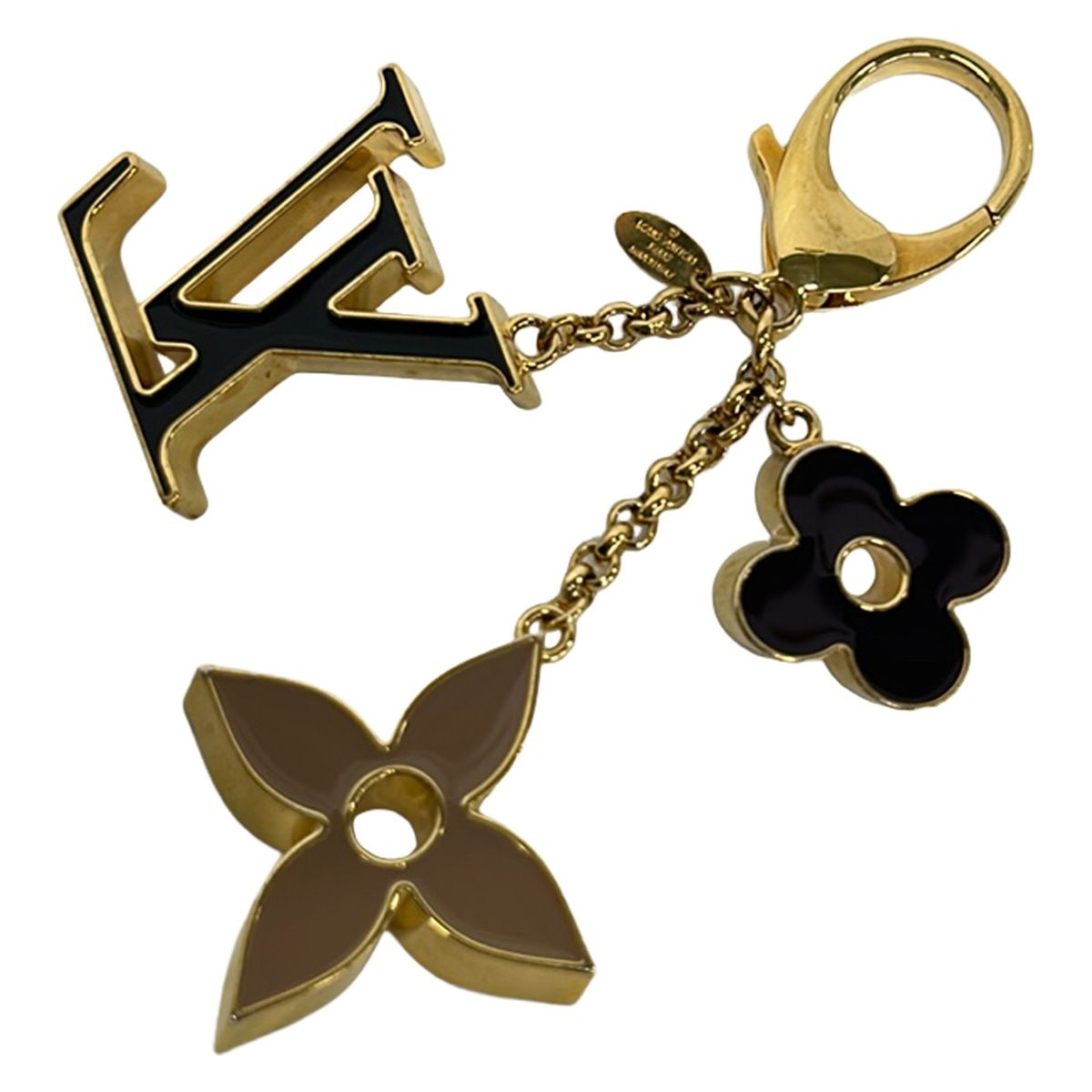 Louis Vuitton Key Holder Bag Charm Fleur Deux Monogram Gold Black — view 2