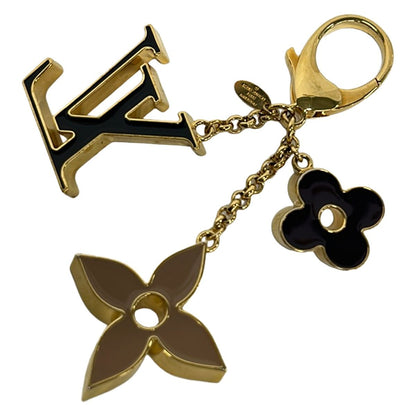 Louis Vuitton Key Holder Bag Charm Fleur Deux Monogram Gold Black — view 2