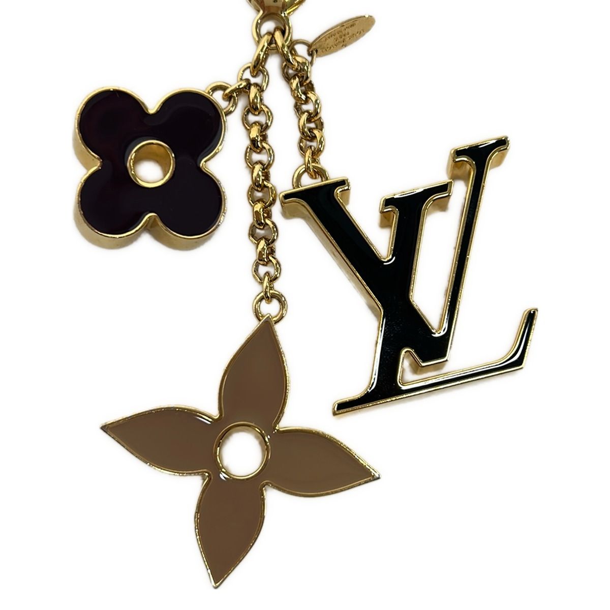 Louis Vuitton Key Holder Bag Charm Fleur Deux Monogram Gold Black — view 4