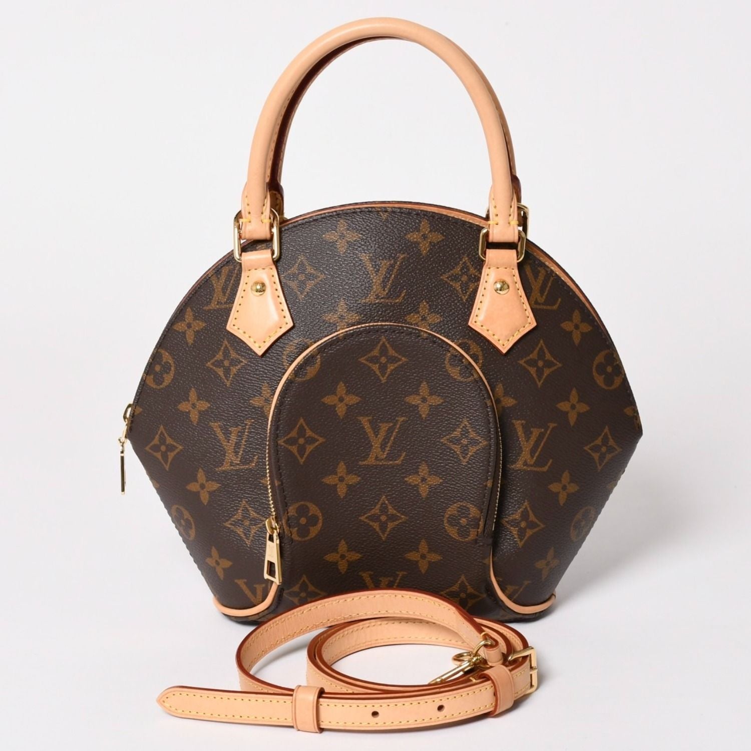 Louis Vuitton Ellipse PM Handbag Monogram Leather Brown Gold