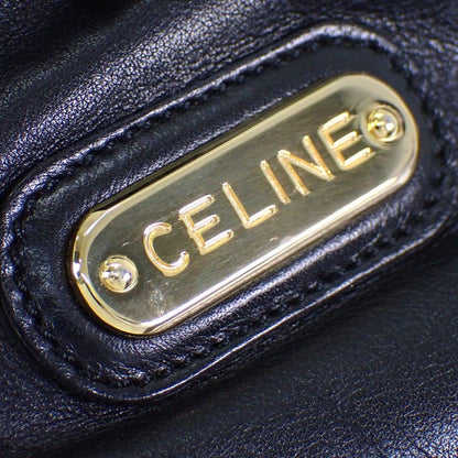 Celine Kiss Lock Shoulder Vintage Bag Tote Leather Black Gold — view 9