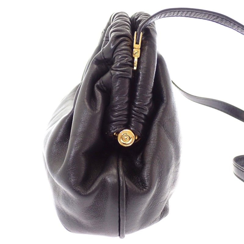 Celine Kiss Lock Shoulder Vintage Bag Tote Leather Black Gold — view 7