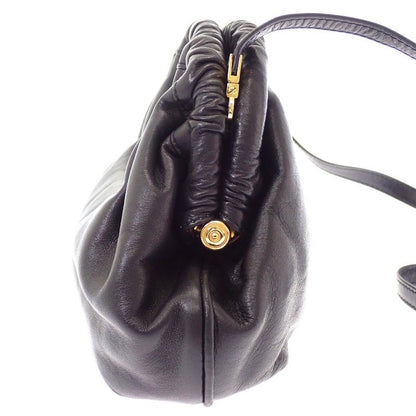 Celine Kiss Lock Shoulder Vintage Bag Tote Leather Black Gold — view 7