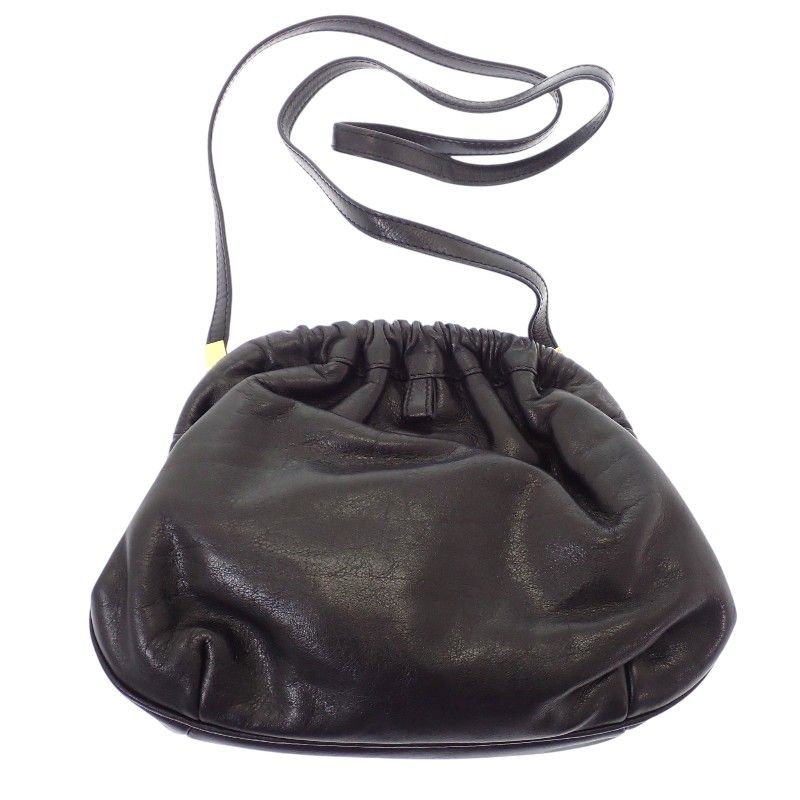 Celine Kiss Lock Shoulder Vintage Bag Tote Leather Black Gold — view 3