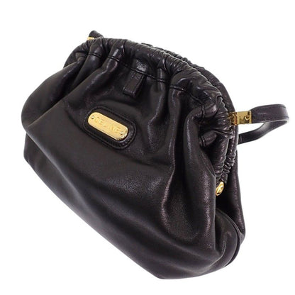Celine Kiss Lock Shoulder Vintage Bag Tote Leather Black Gold — view 5