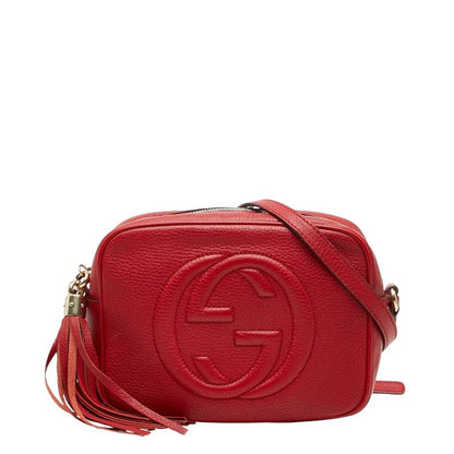 Gucci Interlocking Soho Crossbody Shoulder Bag Red Leather