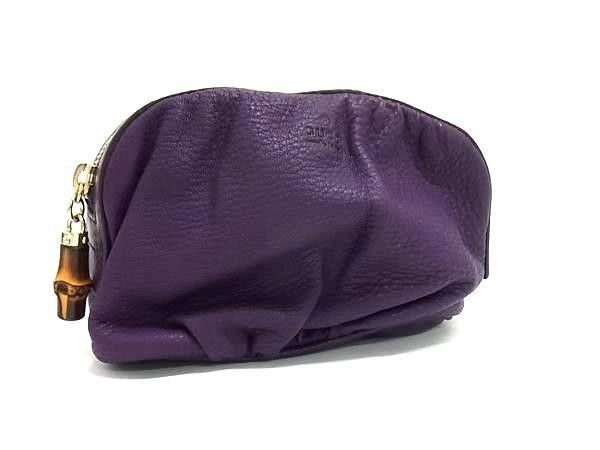Gucci Pouch Bamboo Purple Leather