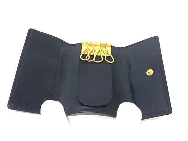 Gucci Key Case Micro GG Gray Navy Quadruple Strand Vintage Gold Key Holder — view 3