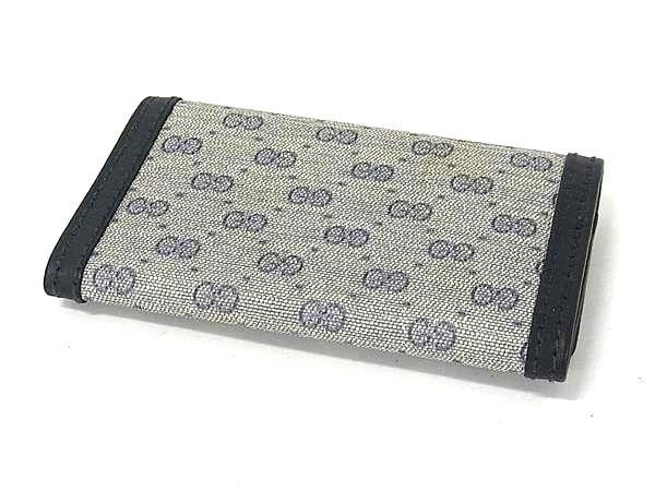 Gucci Key Case Micro GG Gray Navy Quadruple Strand Vintage Gold Key Holder — view 2