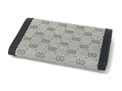 Gucci Key Case Micro GG Gray Navy Quadruple Strand Vintage Gold Key Holder — view 2