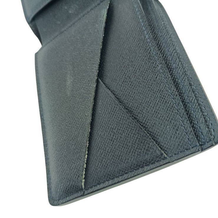 Louis Vuitton Bifold Wallet Portefeuille Multiple Noir Taiga Leather Billfold — view 9