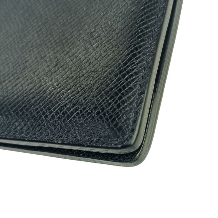 Louis Vuitton Bifold Wallet Portefeuille Multiple Noir Taiga Leather Billfold — view 5