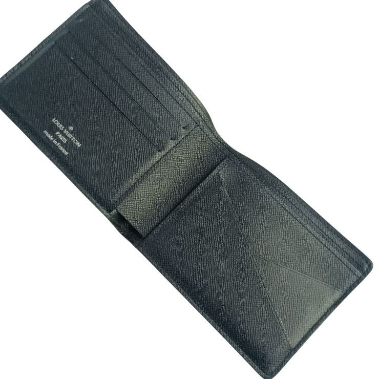 Louis Vuitton Bifold Wallet Portefeuille Multiple Noir Taiga Leather Billfold — view 8