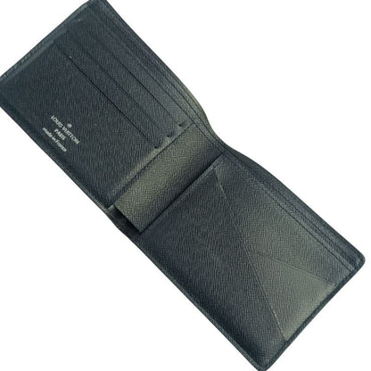 Louis Vuitton Bifold Wallet Portefeuille Multiple Noir Taiga Leather Billfold — view 8