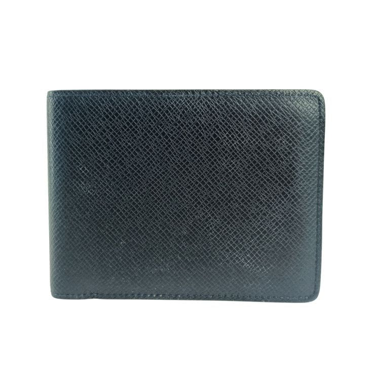 Louis Vuitton Bifold Wallet Portefeuille Multiple Noir Taiga Leather Billfold