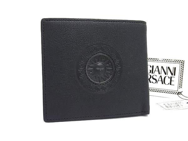 Versace Gianni Bifold Wallet Sunburst Black Leather