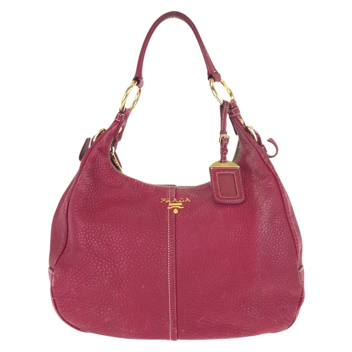 Prada Vitello Daino Hobo Pink Gold Leather Shoulder