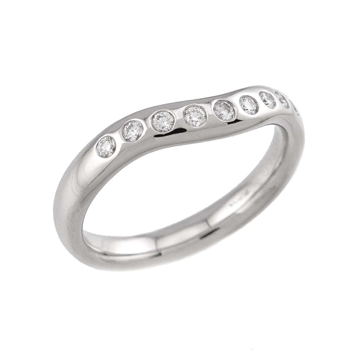 Tiffany & Co Wide Curved Band Ring Diamond Pt Platinum — view 5