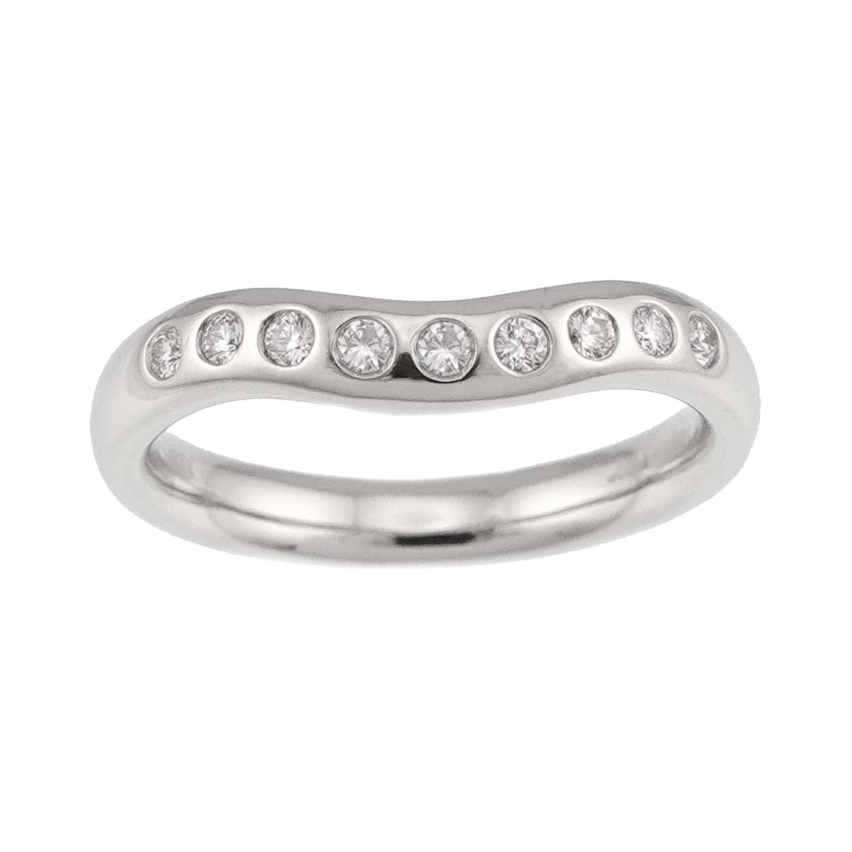 Tiffany & Co Wide Curved Band Ring Diamond Pt Platinum — view 2