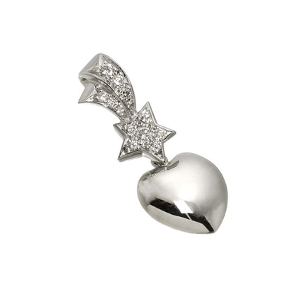 Chanel Comet Heart Star Diamond Pendant Top 18k WG White Gold 750 Charm — view 2