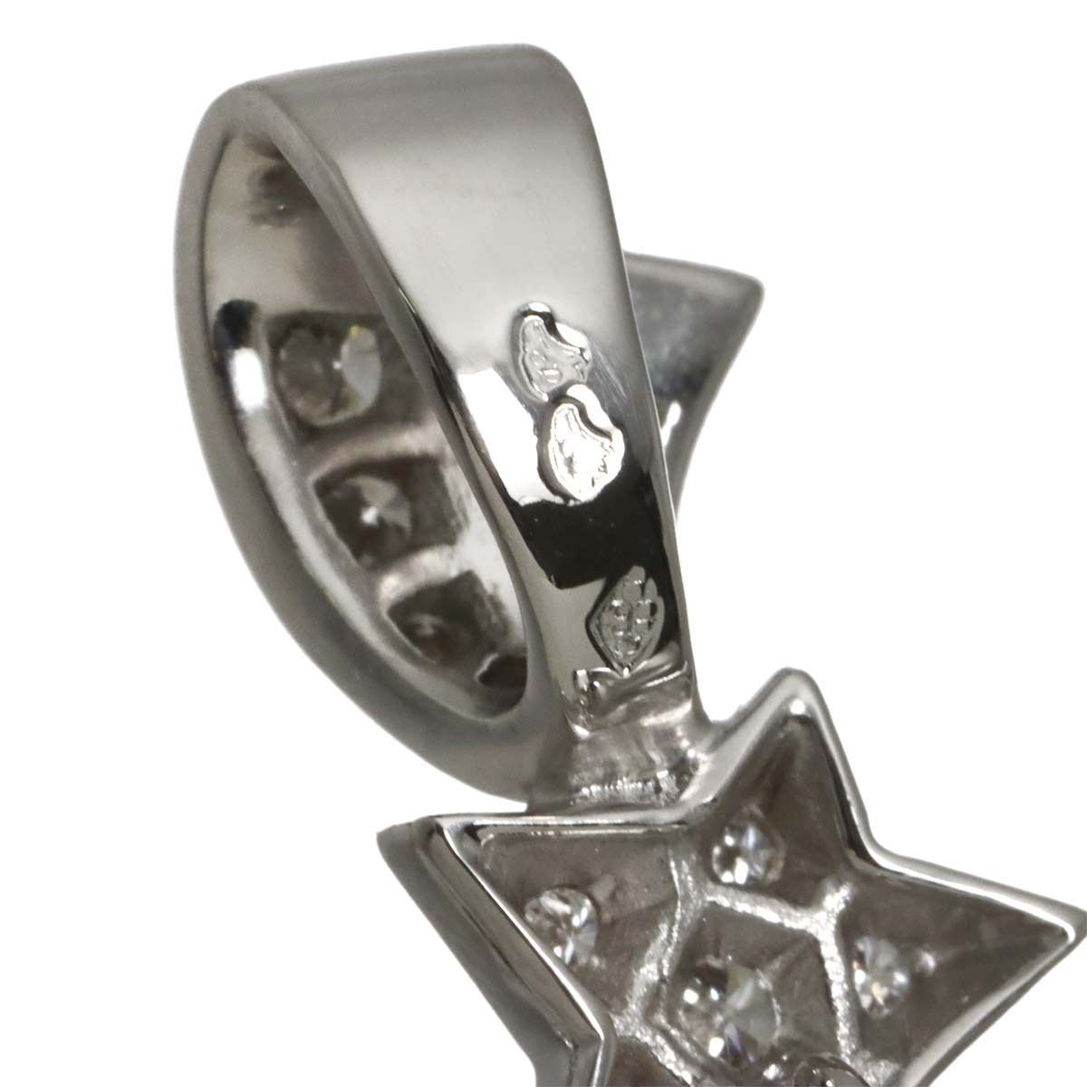 Chanel Comet Heart Star Diamond Pendant Top 18k WG White Gold 750 Charm — view 5